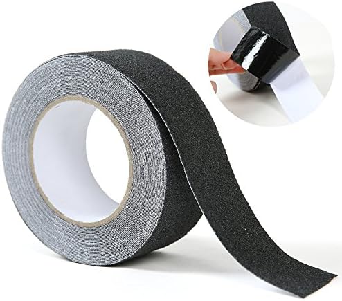 MBIGM 2 Inch x 33 Foot Non-Slip Safety Step Grips Tapes Roll Wood Stair Treads floor Track Sticker 80 Grit for Skateboard &amp; Outdoor &amp; Staircase, Black (2 Inch x 33 Foot, Black)