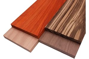 Barrington Hardwoods Imported Exotic Hardwood Variety Pack - Zebrawood, Walnut, Padauk, Okoume - 3/4" x 6" (4 Pcs) (3/4" x 6" x 12")