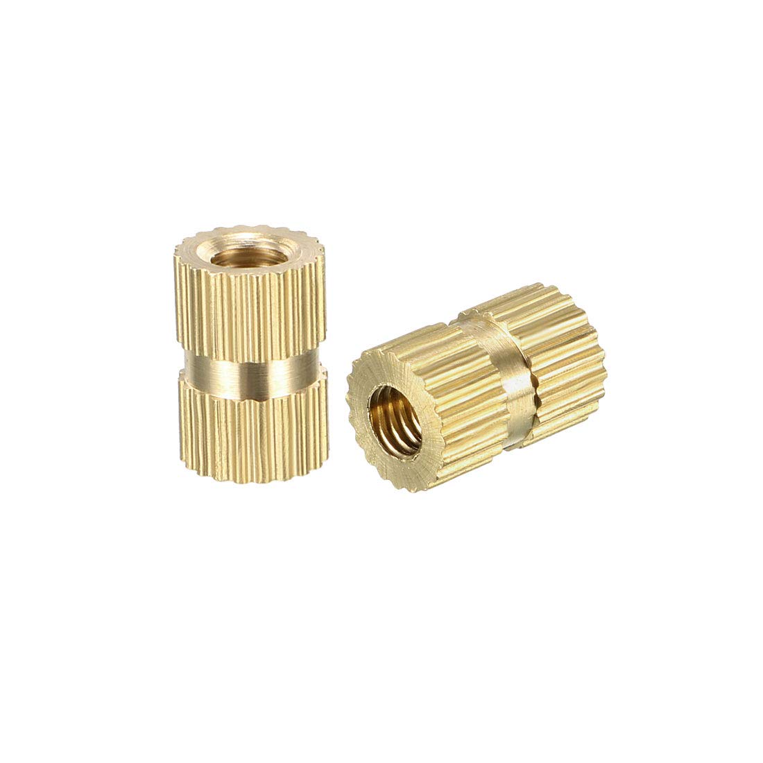 sourcing map Knurled Insert Nuts - 30Pcs M3 x 8mm Length x 5.4mm OD Female Thread Brass Threaded Insert Embedment Nut for 3D Printer