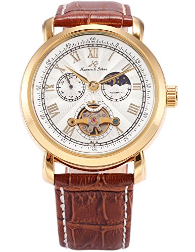 Ks men s automatic mechanical 24 hour display leather b…