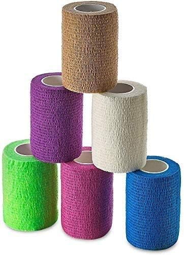 Self Adherent Wrap, Bulk Pack of 6, Athletic Tape Rolls and Sports Wraps