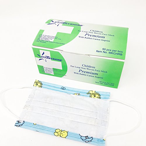 100 PCS (2 BX) 3-Ply Premium Children Rabbit Cartoon Print Design Earloop Face Masks, Medical Grade With Bacterial Filtration Efficiency (BFE) Rating Over 99% (Rabbit) - Thumbnail 2