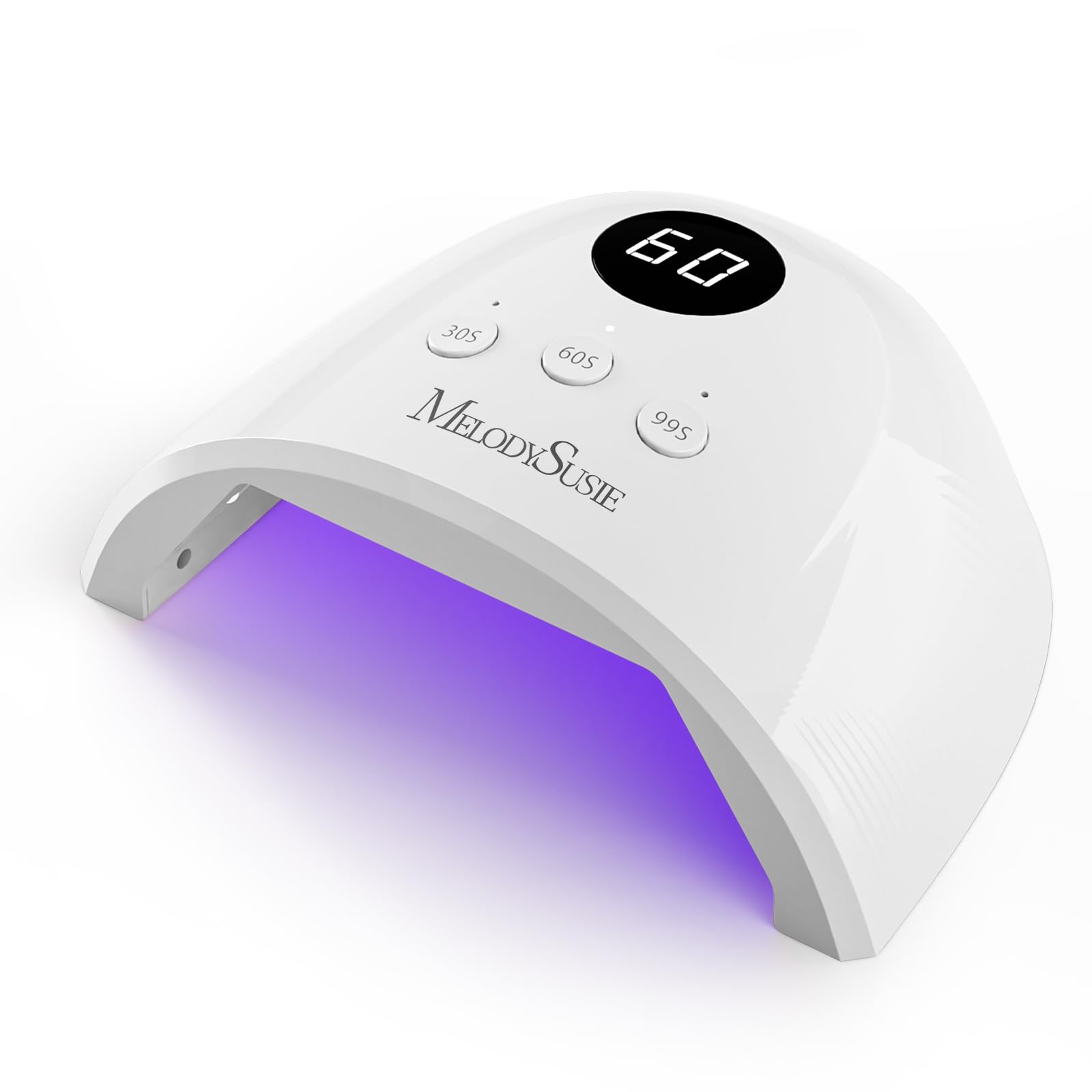 MelodySusie Compact Advanced UV Nail Lamp, P-Plus30F Nail Light with 3 Timers & Smart Sensor Cures All Gels, Especially Rhinestone Glue, Solid & Liner Gel Polishes for Advanced DIY at Home White