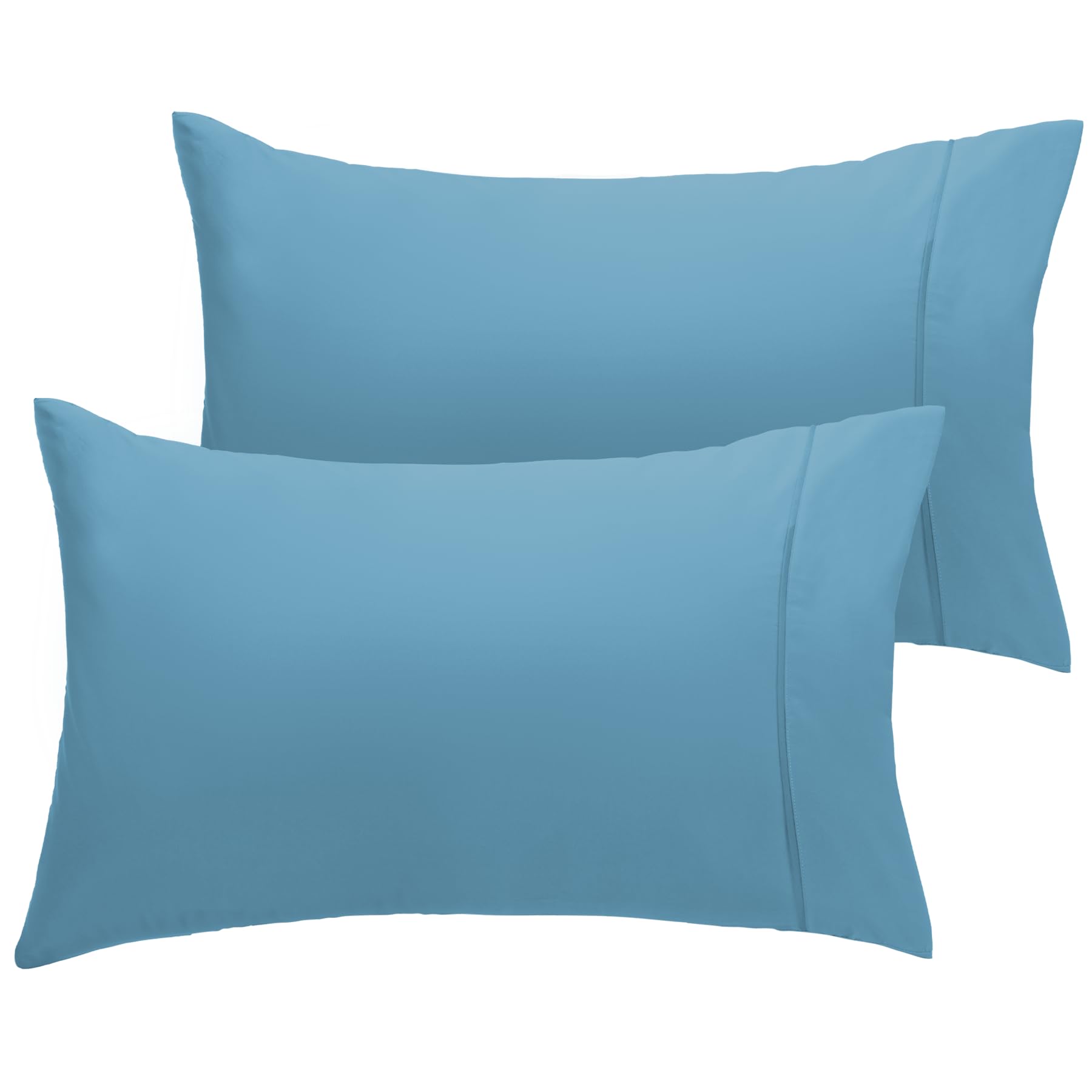 LuxClub Collection Pillowcases 2 Pack - Eco Friendly Wrinkle Free Cooling Pillow Cases with Satin Trim - Machine Washable Hotel Bedding Silky Soft - Light Blue Standard/Queen