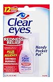 Clear Eyes Redness Relief up to 8 Hours, Handy Pocket Pals Travel Size: 12 Packs of 0.2 Fl Oz - Tj10