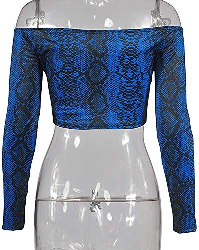 51zrRpTaZ4L XGBDTJ Mujer De La Blusa De Manga Larga Estampado De Serpiente Camiseta del Hombro Reunidos Blusa Corta Bustier Top De… XGBDTJ Mujer De La Blusa De Manga Larga Estampado De Serpiente Camiseta del Hombro Reunidos Blusa Corta Bustier Top De… - Imagen 6
