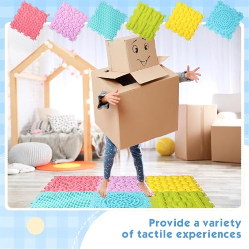 AM ANNA Sensory Mats for Autistic Children 12PCS, Massage Game Mats Puzzle Play Mats Textured Sensory Floor Tiles for Kids Toddlers Sensory Room Must Have, Puzzle Floor Mats Carpet (12 Pcs)