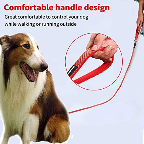 Durable Dog Slip Rope Leash Premium Quality Mountain Climbing Rope Lead, Comfort Traffic Padded Handle Leash and Martingale Training Collar Supports The Strongest Pulling Dogs 3.6 feet (L, Red)