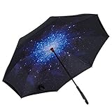 DealBang Inverted Double Layer Umbrella Reverse Umbrella,Windproof Tested UV Protection Big Straight Umbrella for Car Outdoor Use with C-shaped Free Handle and Carrying Bag