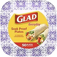 Glad Square Disposable Paper Plates for All Occasions | Soak Proof, Cut Proof, Microwaveable Heavy Duty Dispos