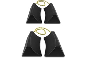 HOXWELL Dual Wheel Chocks, Light Non-Slip Wheel Stoppers with Nylon Rope Yellow Reflective Tape, Wheel Block for Lightweight Travel Trailer, Light Truck, Car, Tractor, Lawnmower 2 Pair, Black&Yellow