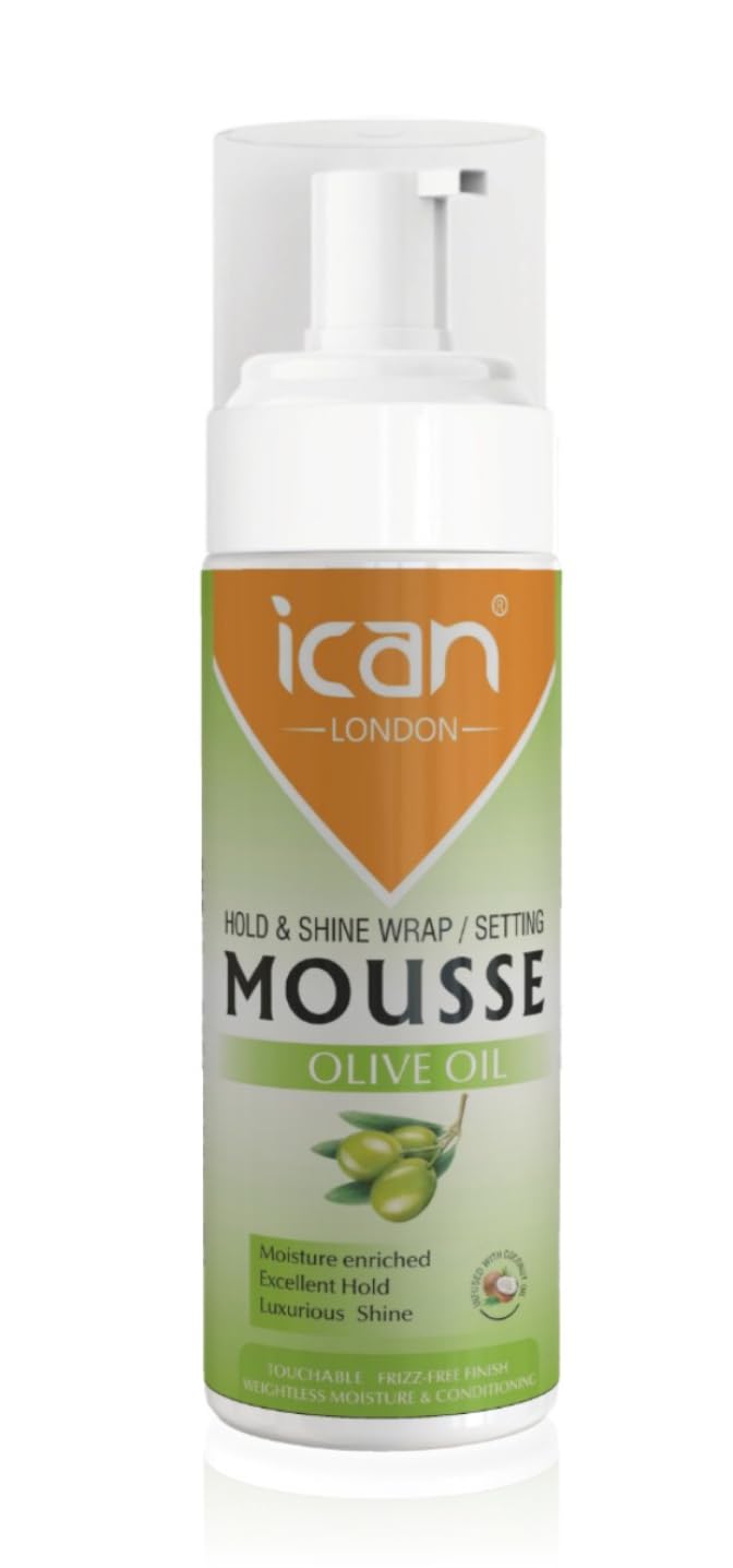 ican London Olive Oil Hold & Shine Wrap Set Mousse 207ml