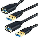 USB Cable Extender, OKRAY 2 Pack 6 Feet Nylon Braided USB 3.0 Cable Extension Cord -Type A Male to Female with Gold Plated Connector(Black Black)
