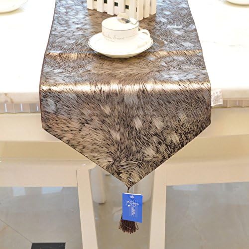 Savena Gilding Jacquard Weave Table Runner with Classical Embroidery, Modern Chenille And Golden Silk including Tassels for Home Kitchen Party Wedding Decoration (Gilding Jacquard (13" x 72"), Coffee)