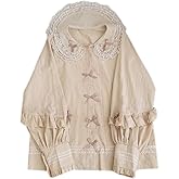Women Long Sleeve Blouse and Shirts Vintage Gothic Lolita Cute Peter Pan Collar Shirts Elegant Lace Ruffle Vintage Tops