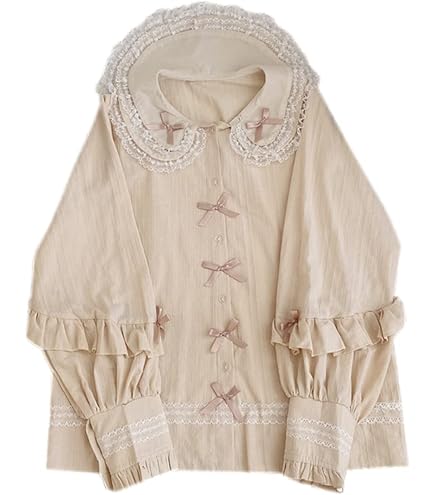 Amazon.com: Lolita Long Sleeve Blouses Women Peter Pan Collar