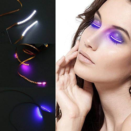 Jesban LED Eyelashes, Waterproof LED F. Lashes Glowing False Eye lashes Music Sound Control Eyelid Lights for Christmas Halloween Party Concerts Bar Night Club Birthday Gift (White)