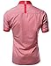 Color Contrast Collar Striped Short Sleeve Shirts Red Size L