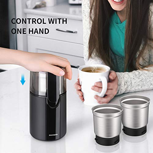 SHARDOR Kaffeemühle Elektrisch Gewürzmühle mit 2 * 80g Abnehmbare Edelstahlbehälter für Kaffeebohnen Nüsse Gewürze… – Bild 7