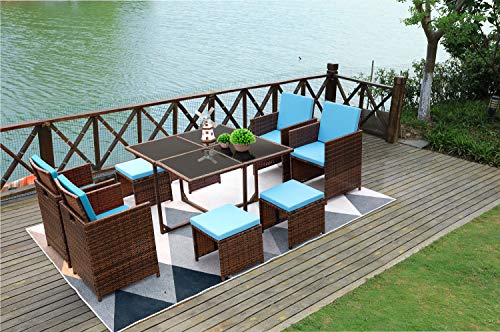 Devoko 9 Pieces Patio Dining Sets Outdoor Space Saving ...