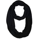 corciova Black Soft Girl Women Infinity Wrap Scarf Stretchy Jersey Knit Sleep Head Circle Scarf Continuous Loop Light Weight