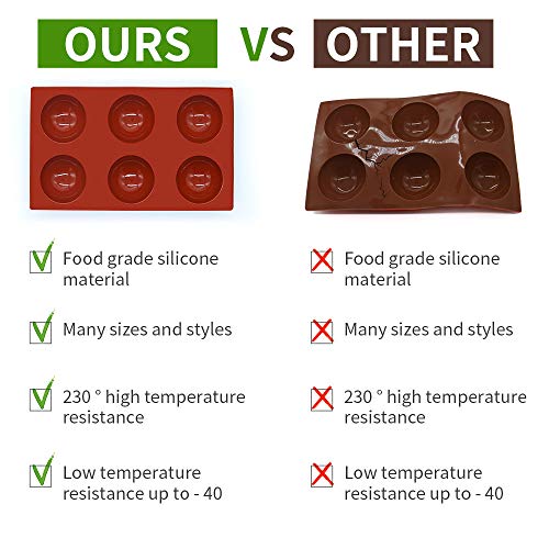 Silicone Mold,Semi Sphere Baking Cake Silicone Mold,Large 6 Holes Semi Sphere Chocolate Mold for Making Hot Chocolate Bomb, Cake, Jelly, Pudding,Dome Mousse (Large, 2pcs)