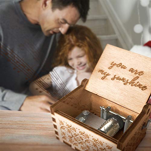 Ucuber You are My Sunshine Music Box - Wood Laser Engraved Vintage Cute Box Best Gift for Wife, Son, Daughter, Mom, Girlfriend, Wedding Anniversary/Birthday/Christmas/Valentine's Day