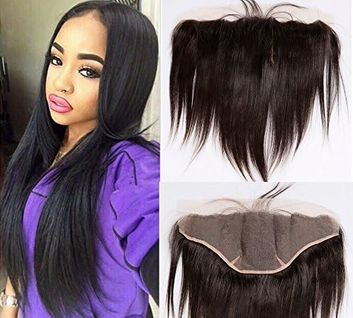 Brazilian Lace Frontal Closure Straight Virgin 100 Human Hair 13x6 Ear To Ear Lace Frontals With Baby Hair Full Front Lace Closure Natural Color -14inch