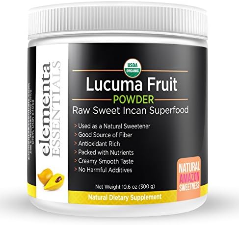 Elementa Essentials Lucuma Fruit Powder Organic 300g | Natural Sweetener Sugar Replacement | Non-GMO l Low Glycemic Index | Great for Diabetic and Low-carb Diets l Keto, Atkins, and Paleo