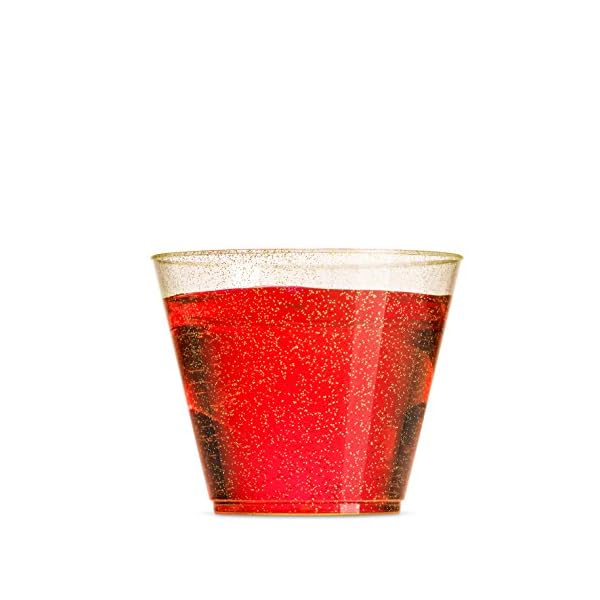100 Glitter Plastic Cups 9 Oz Clear Plastic Cups Old Fashioned