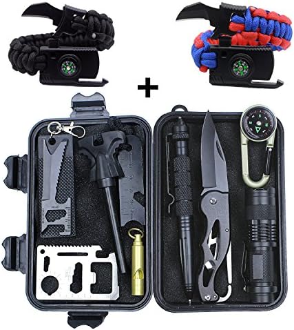Aueye Sky 12-IN-1 Emergency Survival Kit for Travel/Hiking/Cycling/Climbing/Hunting, Multiprofessional Tool Kit Outdoor Gear Kit Survival Bag First Aid Kit