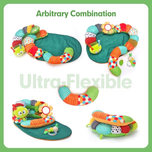 hahaland Baby Toys 0-3 Months - 3 in 1 Tummy Time & Support for Sitting Cushion - Toys with Rattles, Teether for Baby 0 3 6 Months
