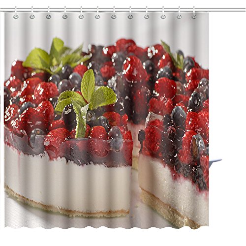 Shower Curtain chocolate cream cake topped with physalis Print Shower With Hooks 7272 Inches - Thumbnail 4