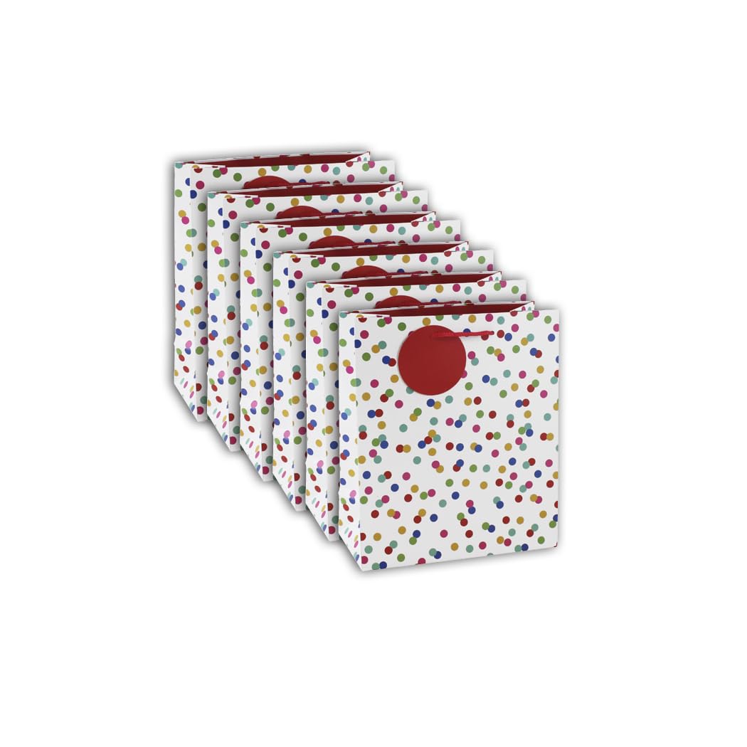Clairefontaine 26988-3Cpack - Pack of 6 Excellia Kraft Gift Bags- Medium - 21,5x10,2x25,3cm - 210g - Design: Multicoloured Dots - Wrapping, Ideal for Books