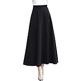 CHARTOU Women's Stretchy High Waist Woolen Flared A Line Swing Maxi Long Skirt