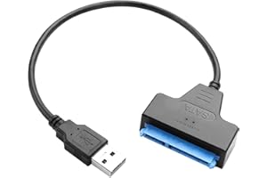ELFJMZP USB-A 3.0 to SATA Adapter Cable - Supports 2.5"/3.5" SATA HDD/SSD, Trim Enabled, 12V DC Power Port, 3-Min Auto Sleep,