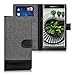 kwmobile Wallet Case for BlackBerry Priv - Fabric and PU Leather Flip Cover with Card Slots and Stand - Grey Black