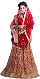 Ustaad Women's Fashion Heavy Embroidered Heavy Lehenga Choli Free Size Red