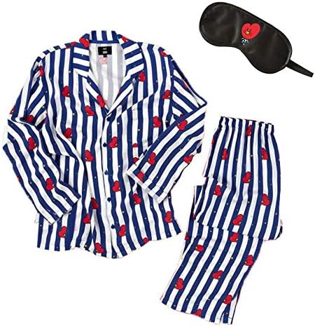 BT21 Pajamas for Women/Men, BTS Bangtan Boys Sleepwear with Eye Mask, CHIMMY COOKY KOYA MANG RJ SHOOKY TATA Same Harajuku Long Sleeve Shirt Nighty Bedgown