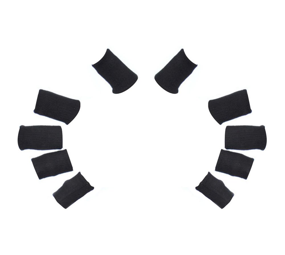 10 pic negro baloncesto dedos mangas de compresión, talla única ...