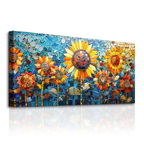 SERIMINO Paintings Decoration Living Room Modern, Vintage Large Decorative Canvas, Colourful Flowers Decorative Sheets, Artistic Sunflower Paintings Bedrooms, Hallways, Dining Room Room 50 x 100 cm
