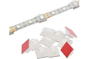 GOOCHAN Strip Light Mounting Clips Self-Adhesive Strip Brackets Holder,100-Pack Strip Clamps Fix 8mm 10mm Wide Waterproof Non-waterproof LED Light Strip (For 10mm(3/8") Wide Waterproof Strip Light)