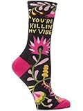 Blue Q Crew Sock "You're Killin' My Vibe",Grey,Women's 5-10