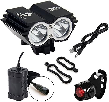 HAUYUU 5000/6600Lm U2 XML 2/3 CREE LED Mountain Cycling lights Front Bike lights Bicycle Light Headlamp Rechargable Head Lights Flashlight & 18650 Waterproof Battery Pack USB Charger and Rear Light