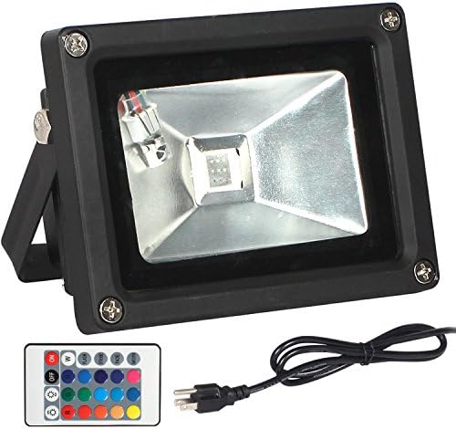 FAISHILAN RGB 10W LED Work Light 16 Colors 4 Models Switchable Outdoor Lamps with US 3 Prong Plug &amp; Remote Control for Outdoor Flood Light Landscape Advertising Garden