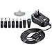 SoulBay 15W AC Adapter Universal Switching Power Supply DC 3V 4.5V 5V 6V 7.5V 9V 12V Charger with 8 Interchangeable Tips for Household Electronics, Adjutable Voltage, 1250mA Max