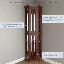 BELLEZE Lighted Wooden Corner Display Curio