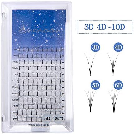Lunamoon 5D Volume Eyelashes Extensions Russian Lashes Cluster Individual Eyelashes Premade Fans Flare Lash Mix Length 8-14mm(0.07 D-Curl, 5D)