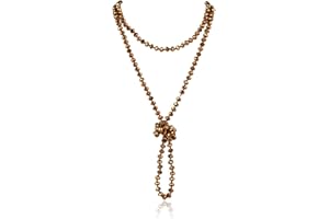 RIAH FASHION Hand Knotted Beads Endless Long Statement Necklace - Handmade Versatile Beaded Strand Lariat Multi Layer Infinity Wrap 60" Sparkly Faceted Crystal Rondelle