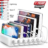 Poweroni USB Charging Station Dock - 6-Port - Fast Charge Docking Station for Multiple Devices - Multi Device Charger Organizer - Compatible with Apple iPad iPhone and Android Cell Phone and Tablet